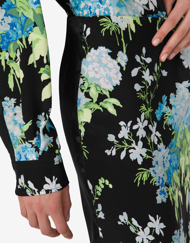 Jupe en satin de soie imprimé Noir Moschino 4