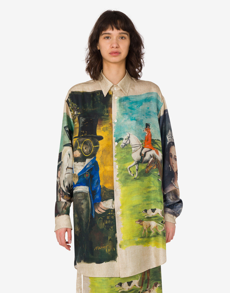 Chemise en twill de soie imprimé Multicolore Moschino 2