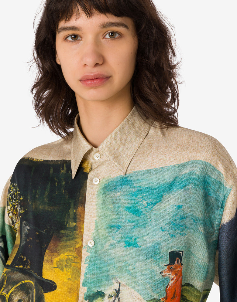 Chemise en twill de soie imprimé Multicolore Moschino 4