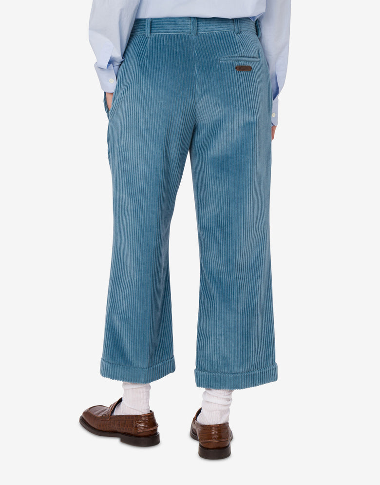 Pantalon court en velours côtelé Savoy blue Moschino 3