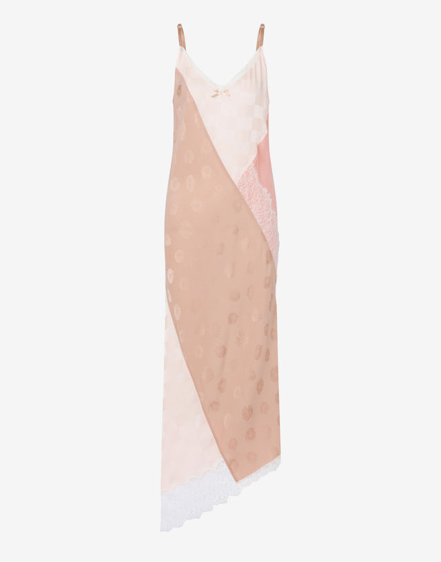 Abito in misto seta ricamato Rosa chiaro Moschino 0