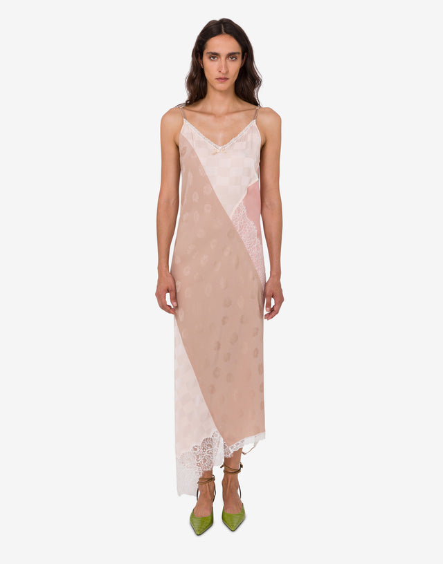 Abito in misto seta ricamato Rosa chiaro Moschino 1