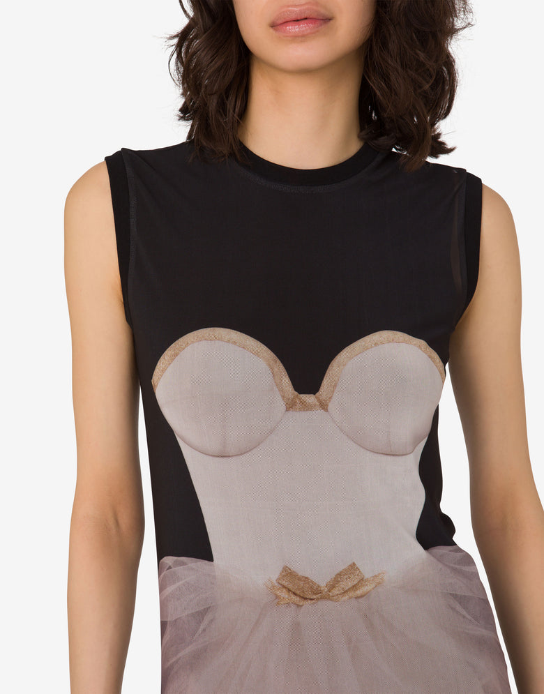Robe en tulle stretch imprimé Noir Moschino 3