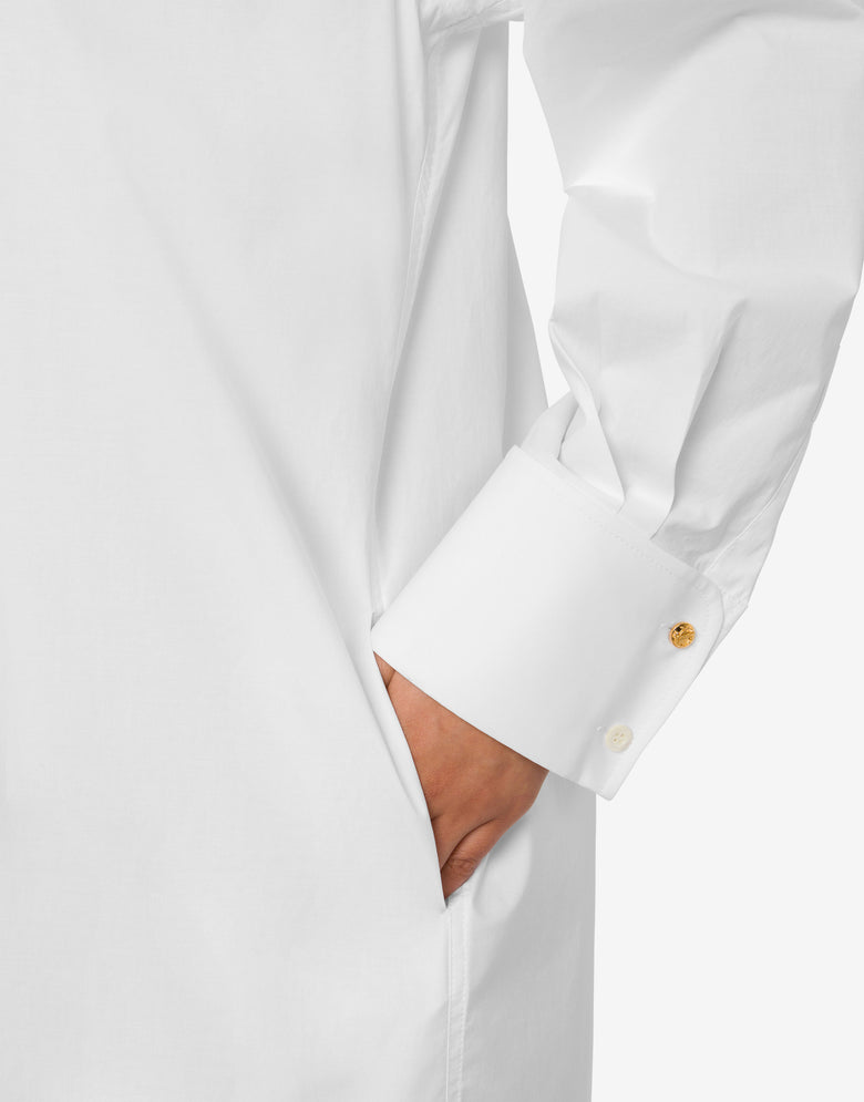Robe en popeline de coton Laurel Crown Blanc Moschino 3