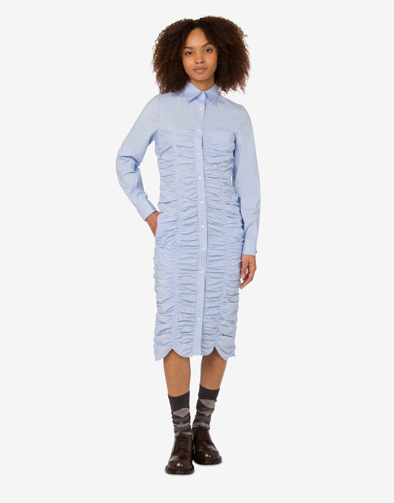 Robe drapée en popeline de coton Bleu clair Moschino 2