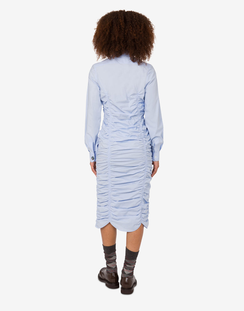 Robe drapée en popeline de coton Bleu clair Moschino 3