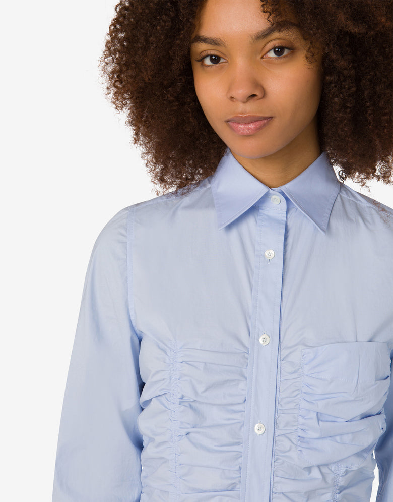 Robe drapée en popeline de coton Bleu clair Moschino 4