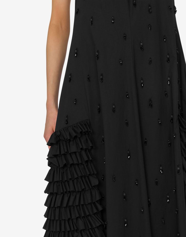 Robe en popeline de coton brodée Noir Moschino 3
