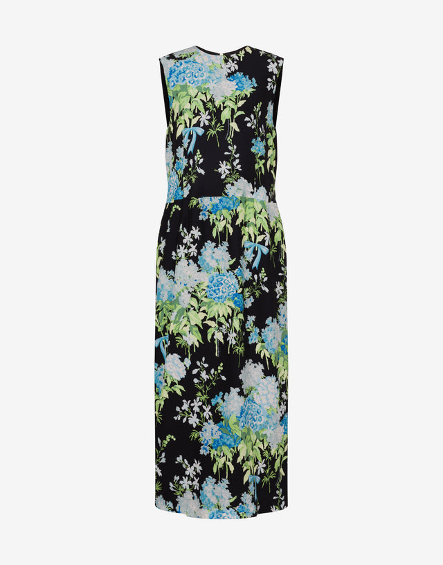 Abito in raso di seta stampato Nero Moschino 0