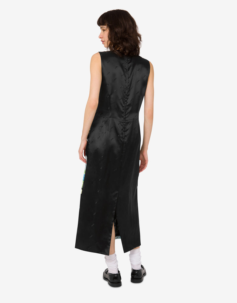 Robe en satin de soie imprimé Noir Moschino 2