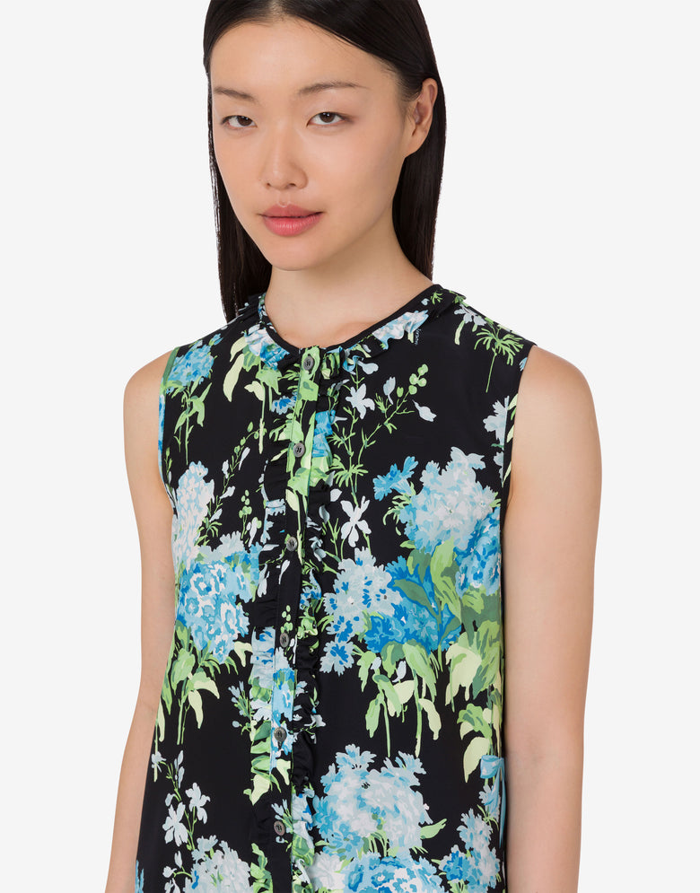 Vestido de satén de seda estampado Negro Moschino 3