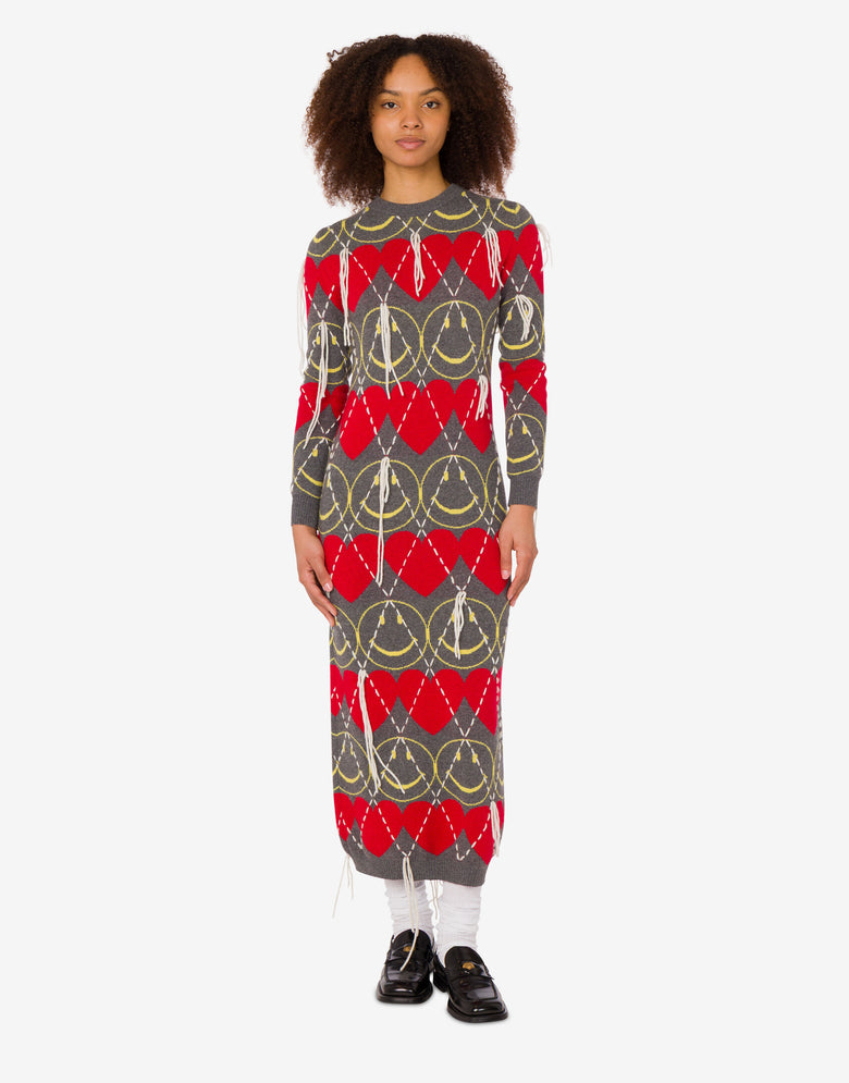 Vestido de mezcla de lana Smiley® Gris Moschino 1
