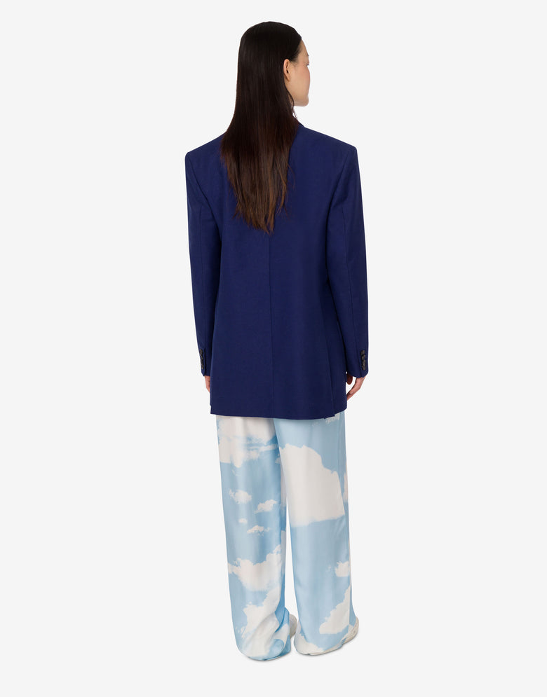 Veste en coton shantung Laurel Crown Bleu foncé Moschino 2