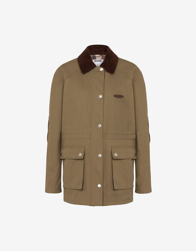 Giacca in diagonale di cotone Verde militare Moschino 0