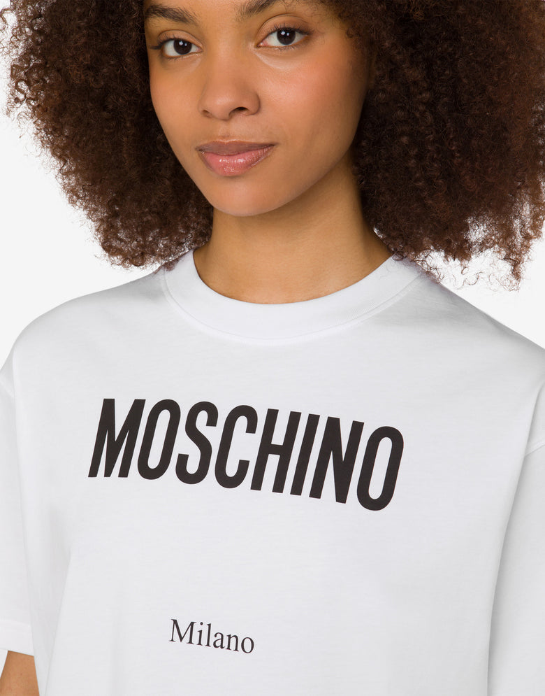 T-shirt en jersey de coton biologique imprimé Blanc Moschino 4