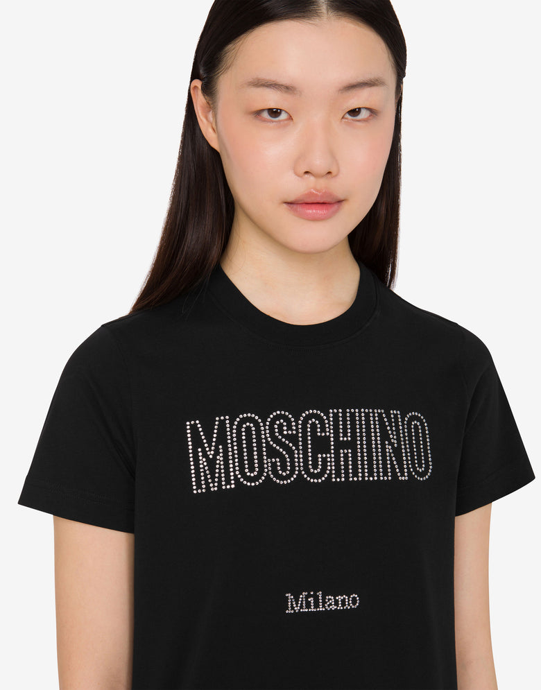 Camiseta de punto de algodón ecológico decorada Negro Moschino 4