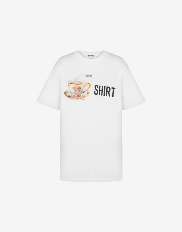 Camiseta estampada de punto de algodón orgánico Blanco Moschino 0
