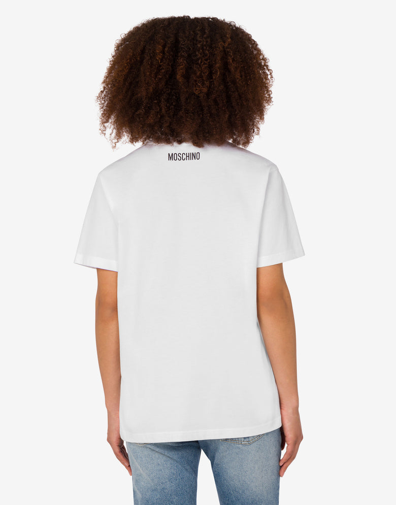T-shirt en jersey de coton biologique imprimé Blanc Moschino 3