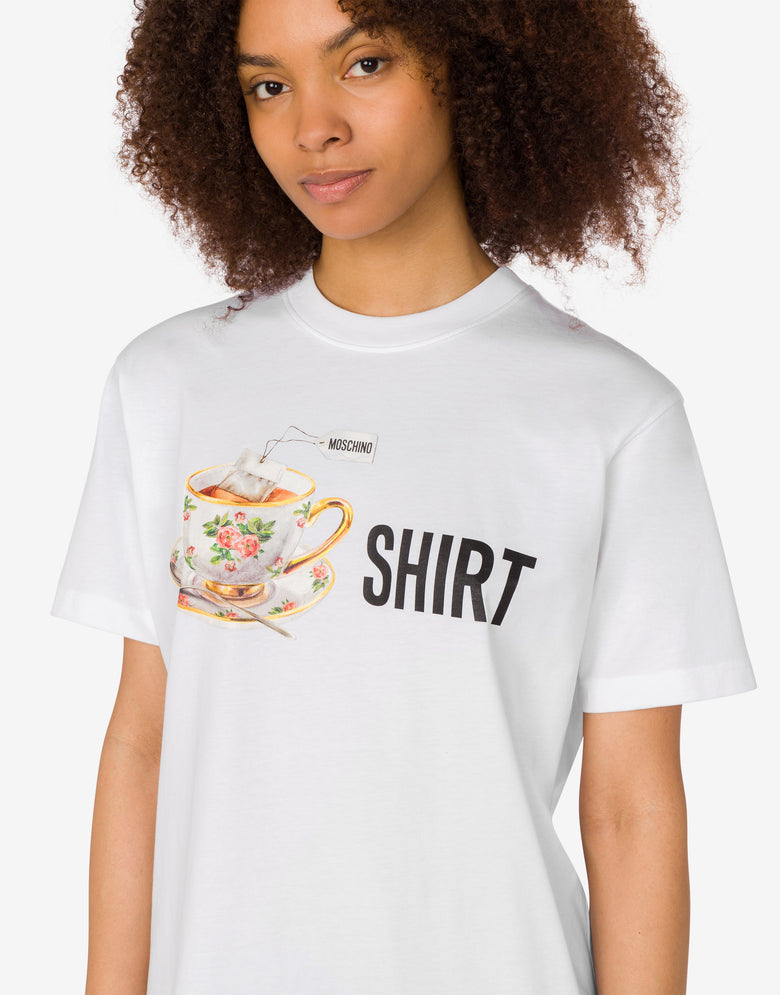 T-shirt en jersey de coton biologique imprimé Blanc Moschino 4