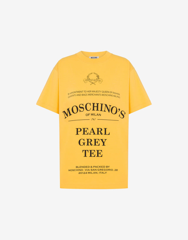 Camiseta estampada de punto de algodón orgánico Amarillo Moschino 0