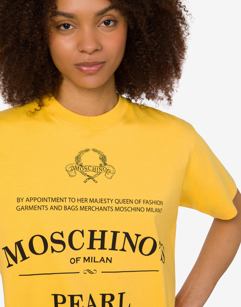 T-shirt en jersey de coton biologique imprimé Jaune Moschino 4
