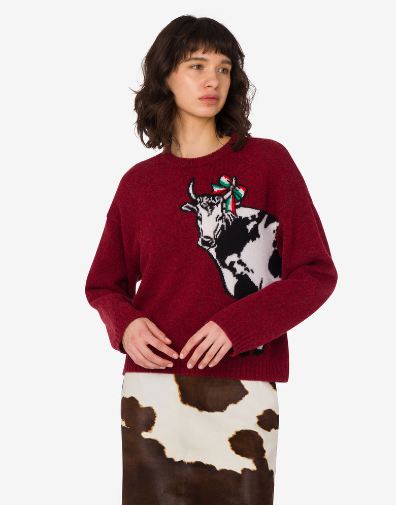 Pull en laine Shetland Archive Bordeaux Moschino 2