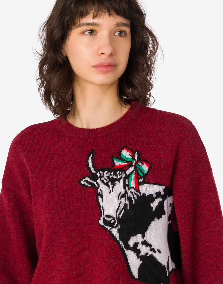 Pull en laine Shetland Archive Bordeaux Moschino 4