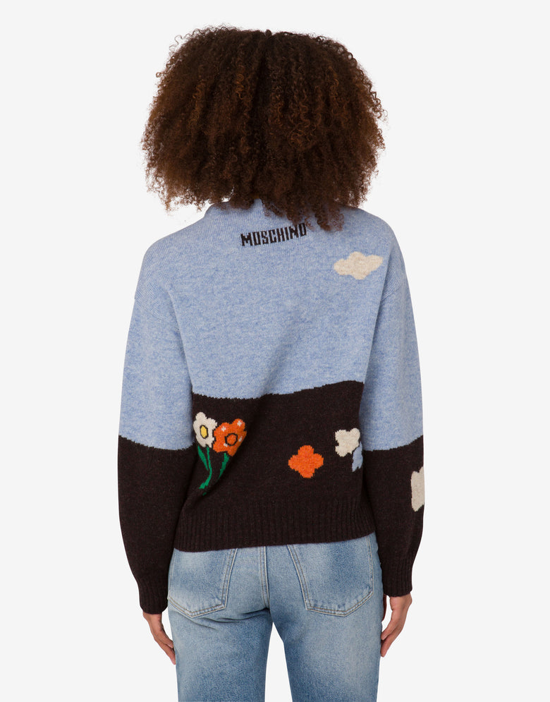 Pull en laine Shetland Archive Multicolore Moschino 3