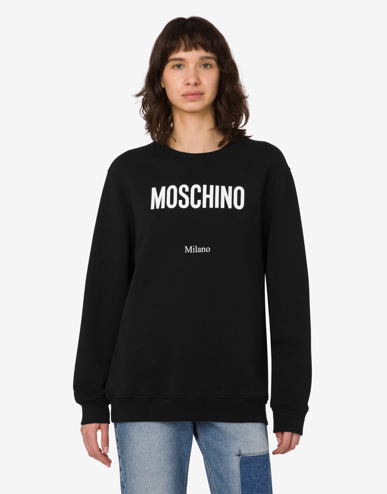 Sweat-shirt en coton biologique imprimé Noir Moschino 2
