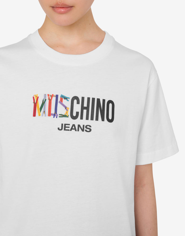 T-shirt en jersey de coton imprimé Blanc Moschino Jeans 3