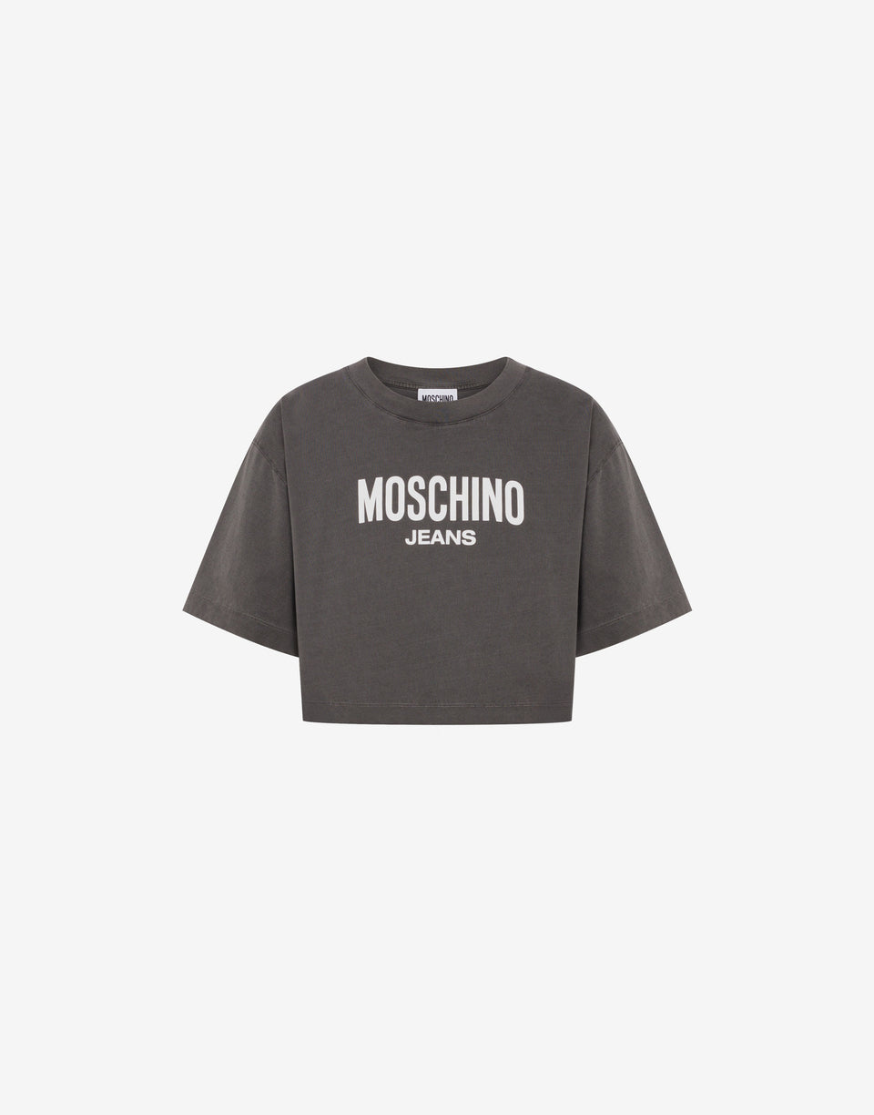 T-shirt court en jersey de coton imprimé Gris foncé Moschino Jeans 0