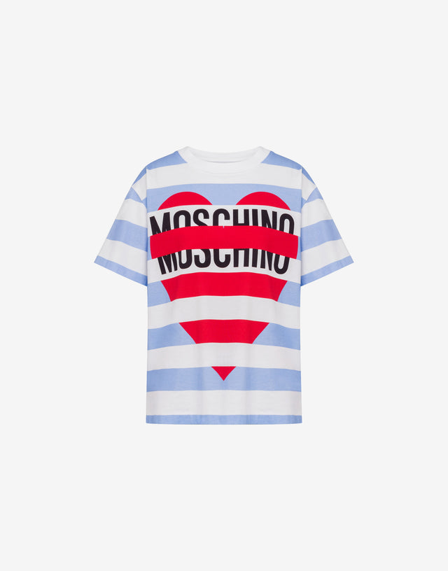 T-shirt en jersey de coton imprimé Bleu clair Moschino Jeans 0