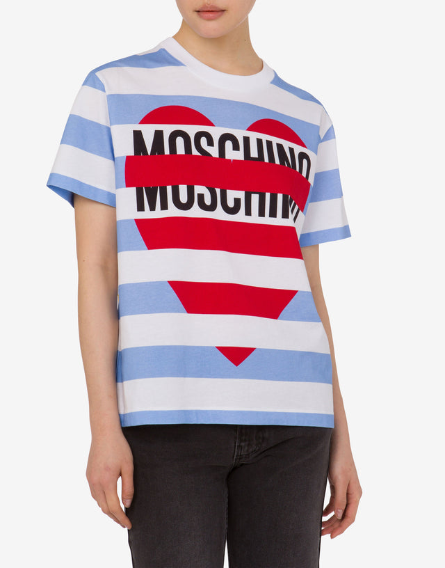 T-shirt en jersey de coton imprimé Bleu clair Moschino Jeans 1