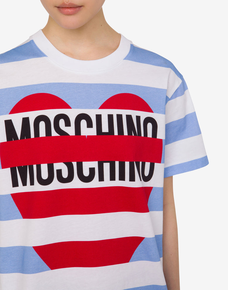 T-shirt en jersey de coton imprimé Bleu clair Moschino Jeans 3