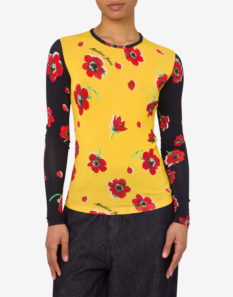 ์คํธ๋ ์น ์ ์ง ์์ฌ์ ํ๋ฆฐํธ ํฐ์
์ธ  Yellow Moschino Jeans 1