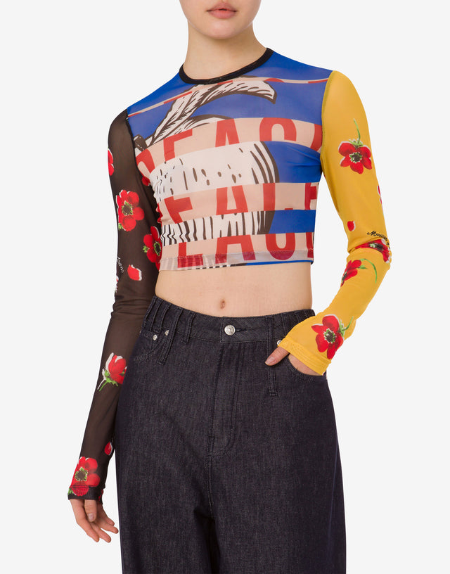T-shirt court en tulle imprimé Multicolore Moschino Jeans 1