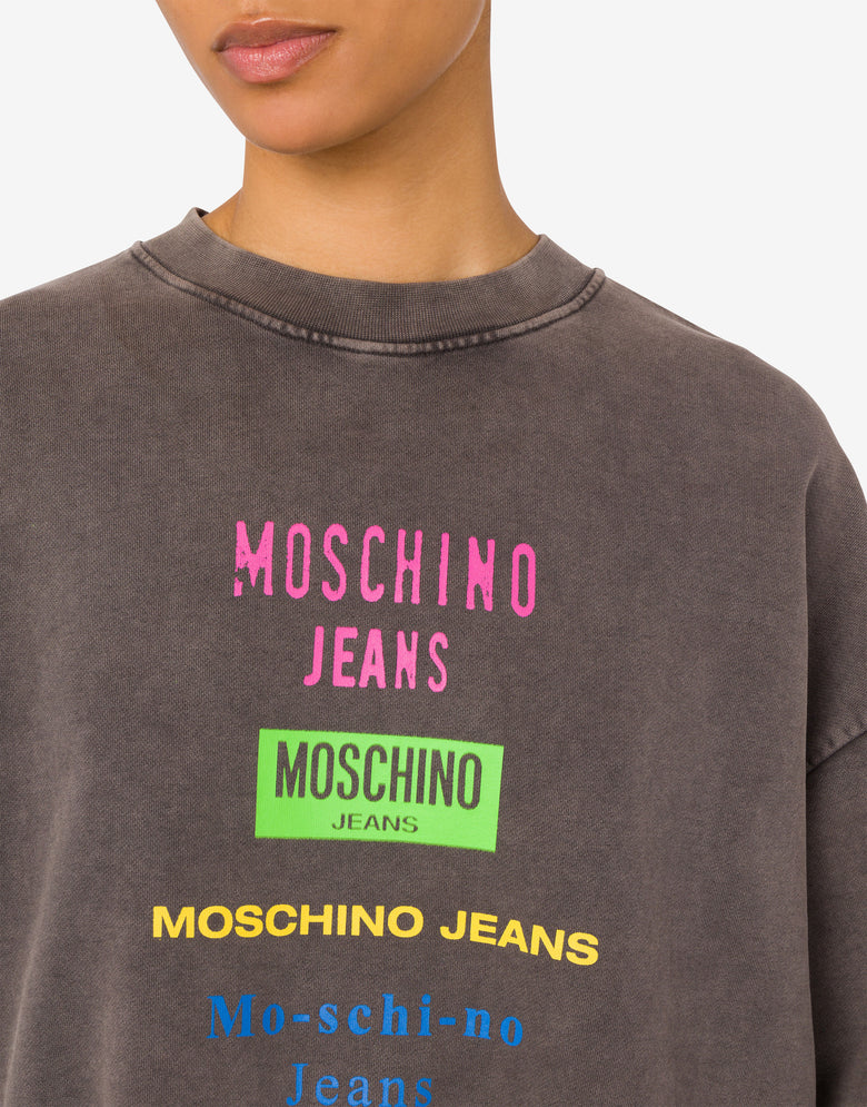 ๋ฉด ์์ฌ ํ๋ฆฐํธ ์ค์จํฐ Dark grey Moschino Jeans 3