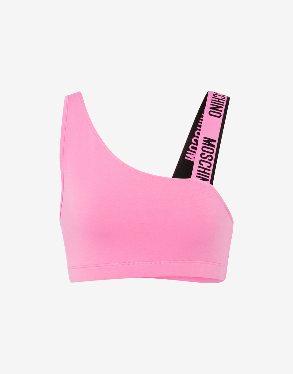 Top desportivo em camisola de algodão elástica Pink Moschino 0