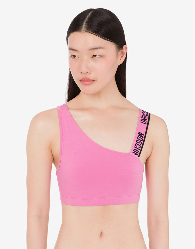 Camiseta deportiva de punto de algodón elástico Pink Moschino 1