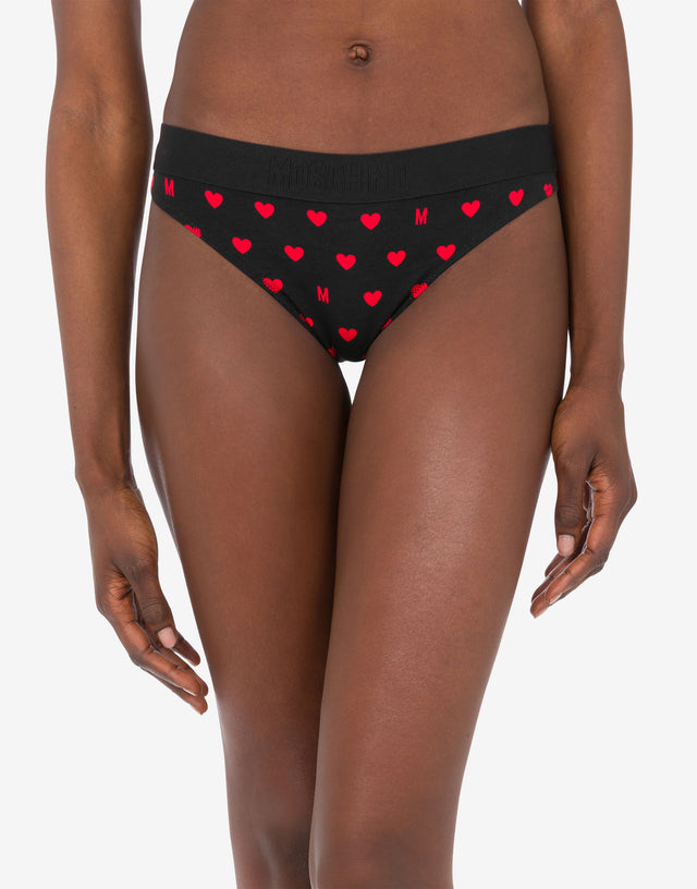 Braguita de punto de algodón elástico estampado Negro Moschino 1