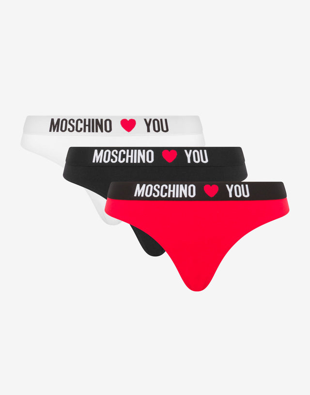 Lote de 3 braguitas de punto de algodón elástico Multicolor Moschino 0