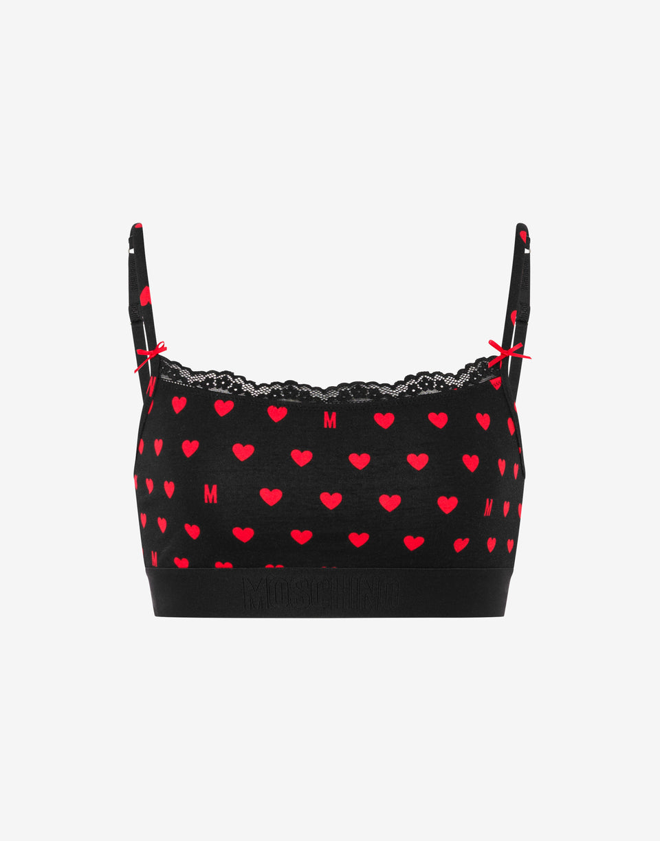 Sujetador de punto de algodón elástico estampado Negro Moschino 0