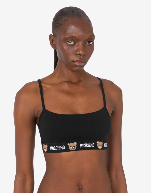Sujetador Moschino Teddy Bear de punto de algodón elástico Negro Moschino 1
