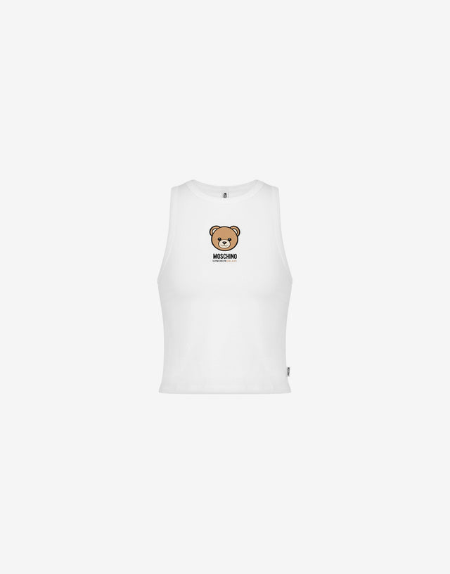 Top Moschino Teddy Bear de punto de algodón elástico Blanco Moschino 0
