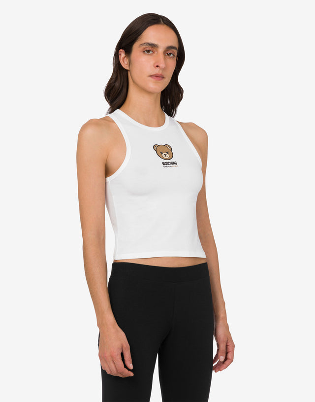 Top Moschino Teddy Bear de punto de algodón elástico Blanco Moschino 1