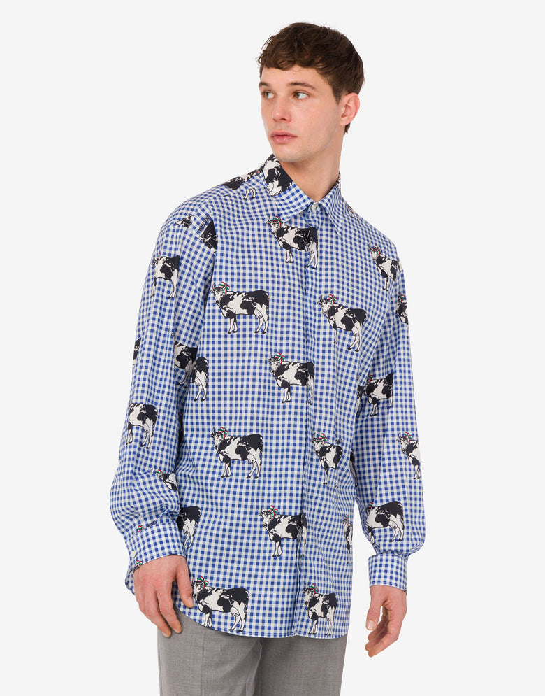 Chemise en popeline de coton Archive  Bleu clair Moschino 2
