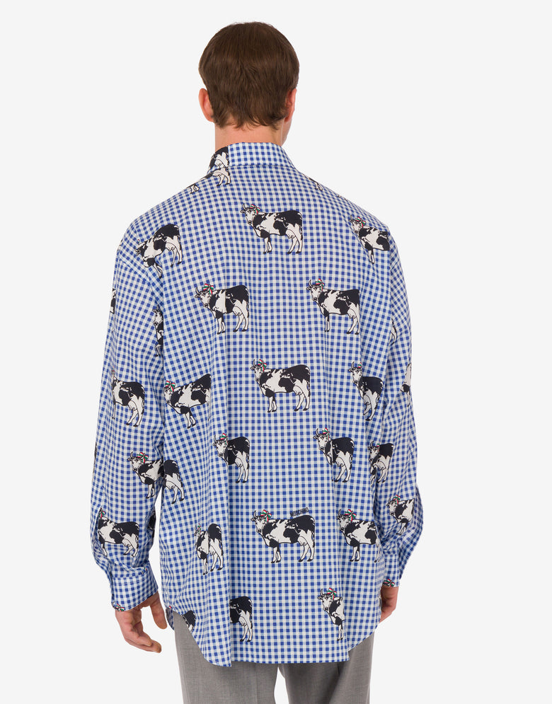 Chemise en popeline de coton Archive  Bleu clair Moschino 3