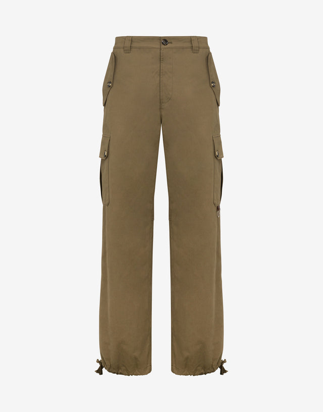 Pantalone in diagonale di cotone Tabacco Moschino 0
