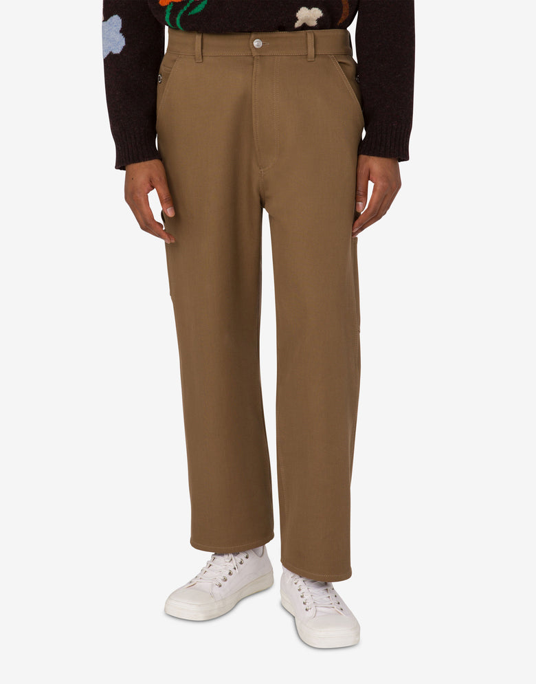 Pantalon double en tricot de coton Marron Moschino 2