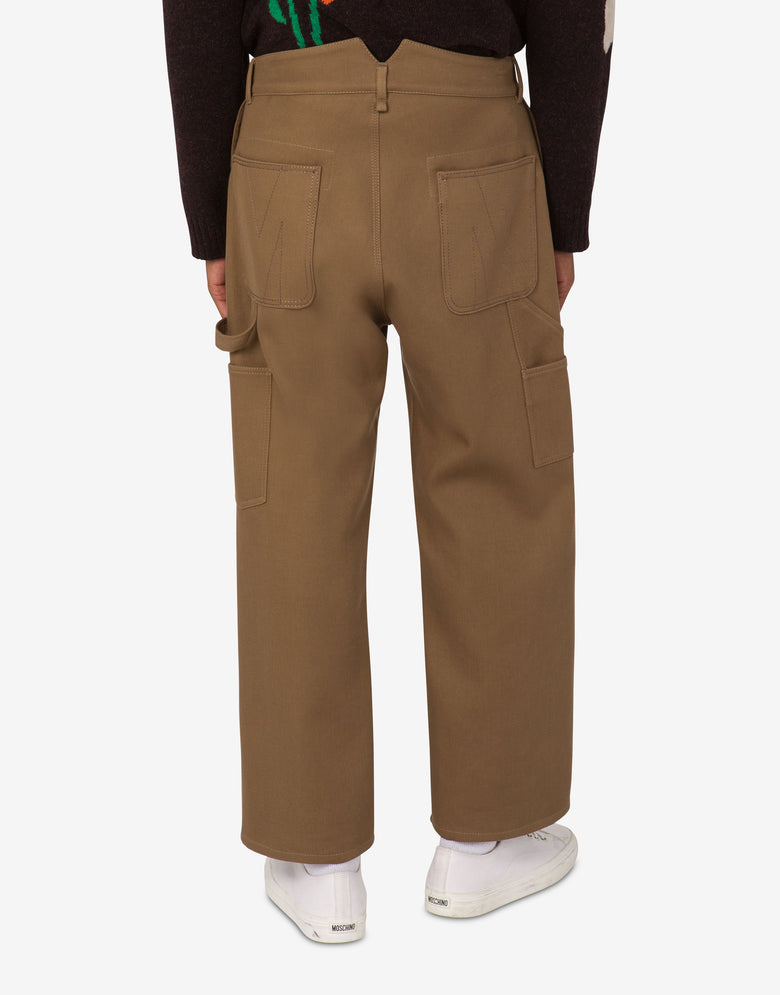 Pantalon double en tricot de coton Marron Moschino 3